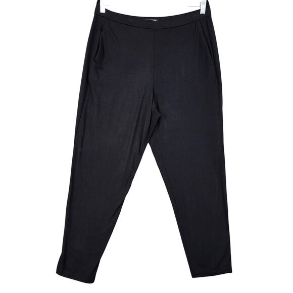 Eileen Fisher Womens System Viscose Jersey Easy Size Large Black Ankle Slouchy - Picture 2 of 12